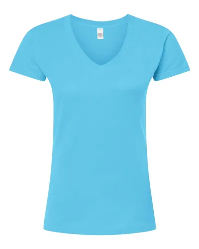 Tultex 214 Women's Fine Jersey V-Neck T-Shirt — blank t-shirt, front view