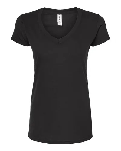 Tultex 244 Women's Poly-Rich V-Neck T-Shirt — blank t-shirt, front view