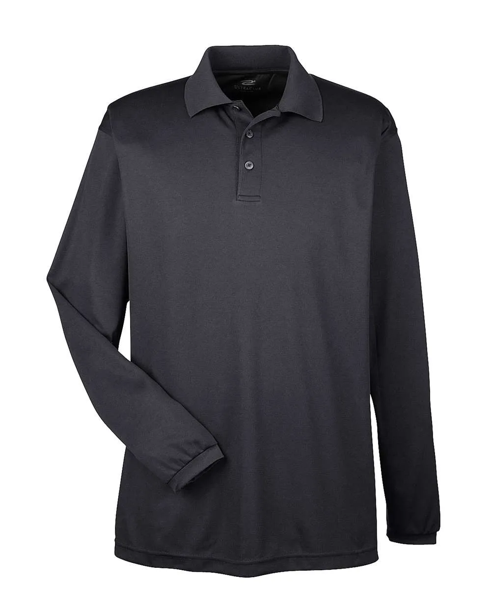 UltraClub 8210LS Men's Cool & Dry Long Sleeve Mesh Piqué Polo — blank polo, front view