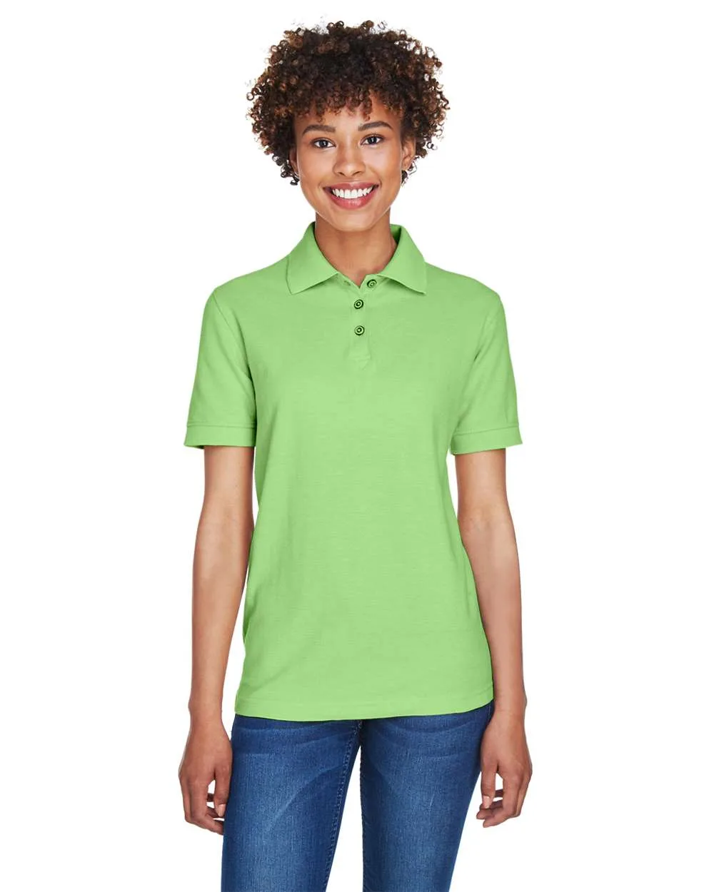 UltraClub 8541 Women's Whisper Pique Polo — blank polo, front view