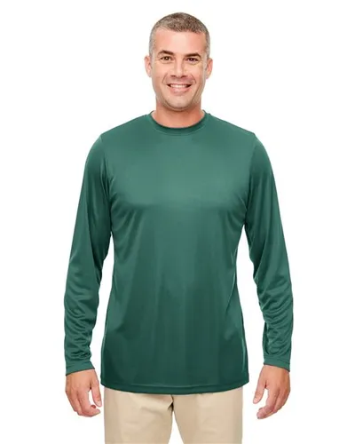 UltraClub 8622 Men's Cool & Dry Sport Performance Long Sleeve T-Shirt — blank long sleeve tee, front view
