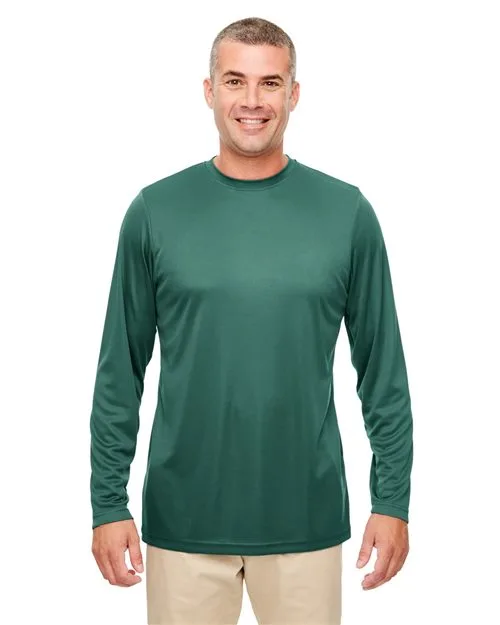 UltraClub 8622 Men's Cool & Dry Sport Performance Long Sleeve T-Shirt — blank long sleeve tee, front view