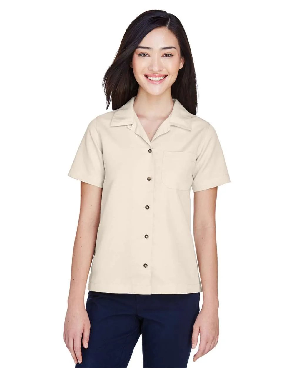 UltraClub 8981 Women's Cabana Breeze Camp Shirt — blank garment, front view