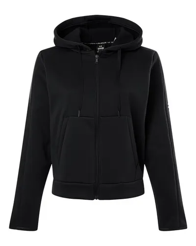 Under Armour 6010941 Women's Armour Fleece Pro Hooded Full-Zip — blank hooded sweatshirt, front view