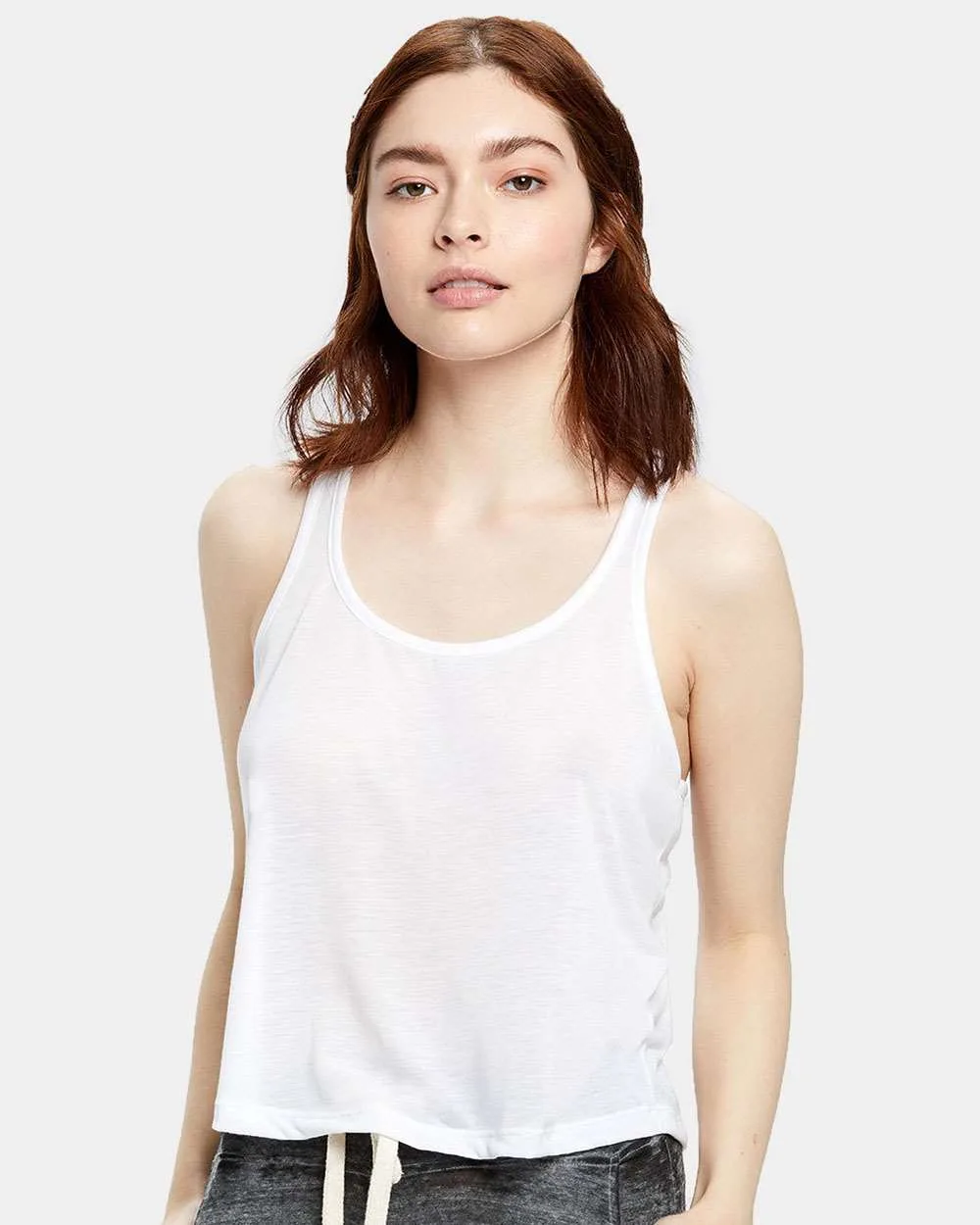 US Blanks US510 Women's Sheer Cropped Racer Tank Top — blank tank top, front view