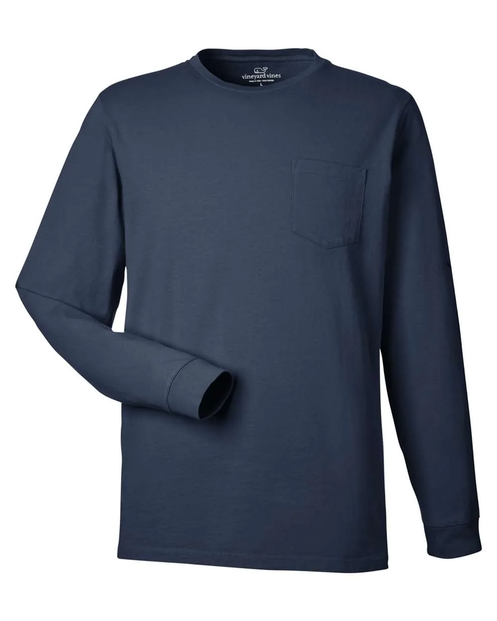 vineyard vines V021214 Unisex Long Sleeve Pocket T-Shirt — blank long sleeve tee, front view