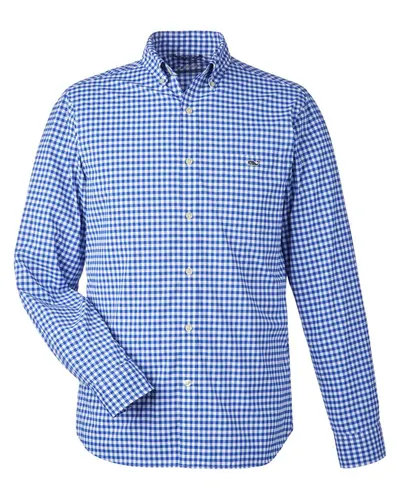 vineyard vines W012060 Men's On-The-Go Nylon Gingham Shirt — blank garment, front view